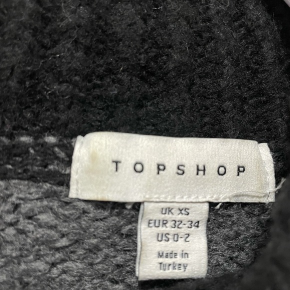 Topshop Black and Grey Cropped Knit Sweater, Long Sleeve, Mock Neck, XS - Picture 5 of 6